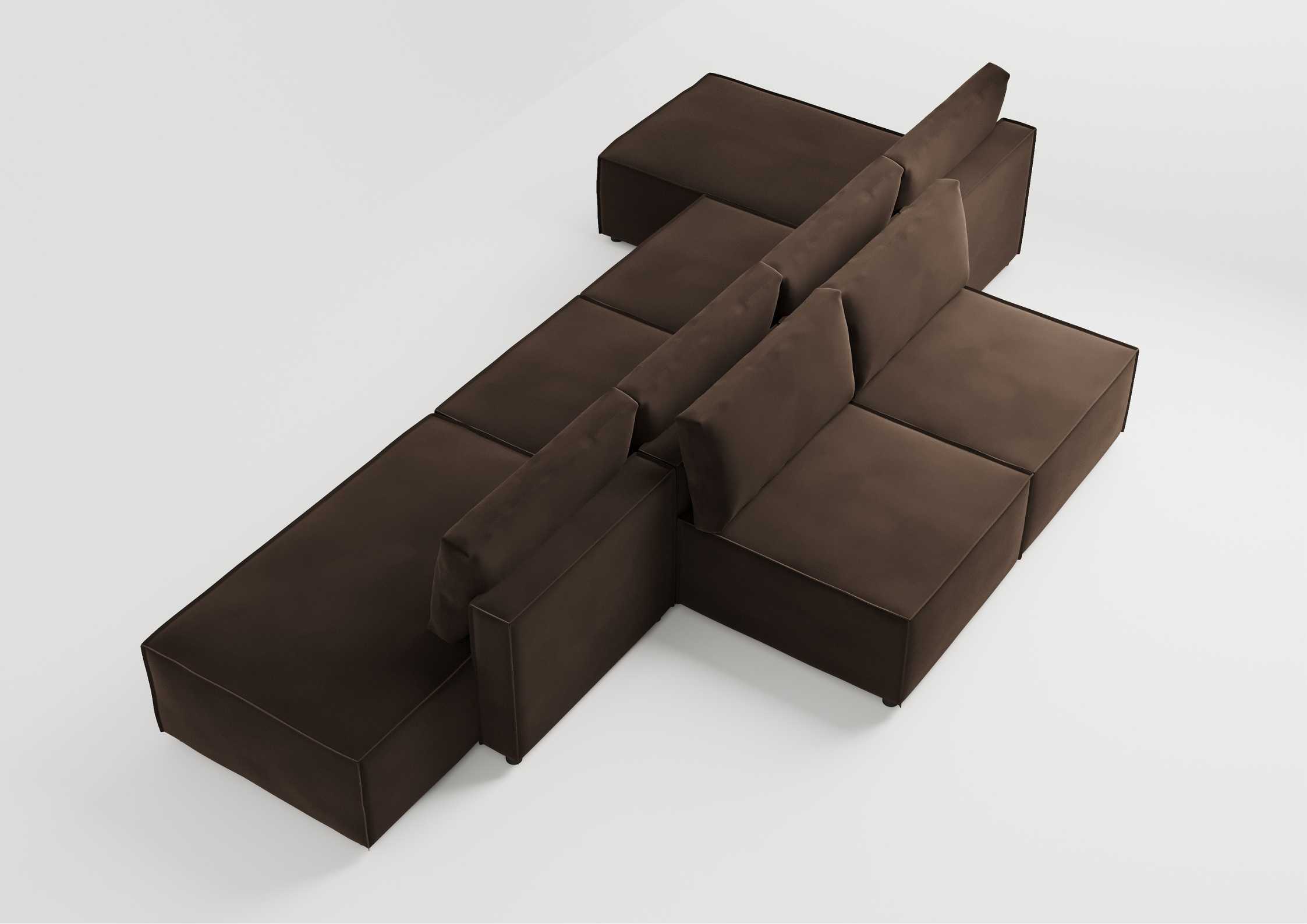 Modułowy narożnik z przeszyciami w kolorze brązowym